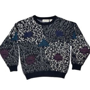 Vintage Michael Gerald 80s 90s Retro Knit Sweater Cobain Size Large